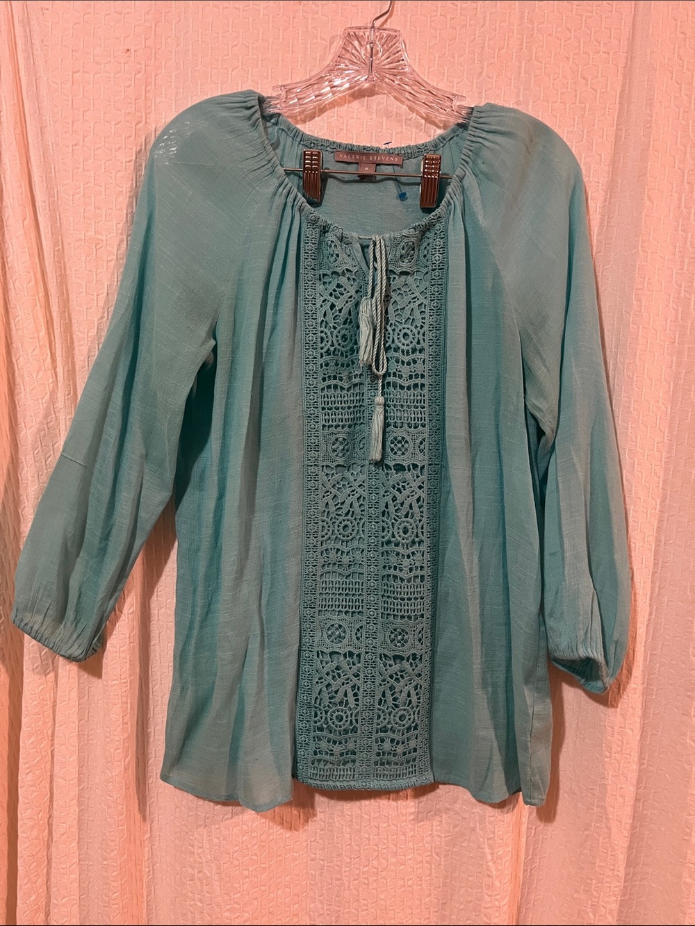 VALERIE STEVENS Crocheted Teal Top - Women’s - Very Lightweight - Summer - MED